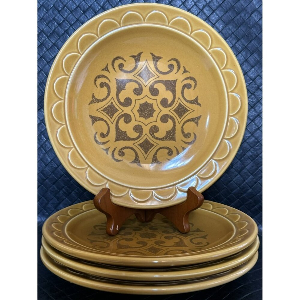 Homer Laughlin Dessert Plates 7 1/4” Granada Sonesta Pattern Set Of 4 1960s-70s